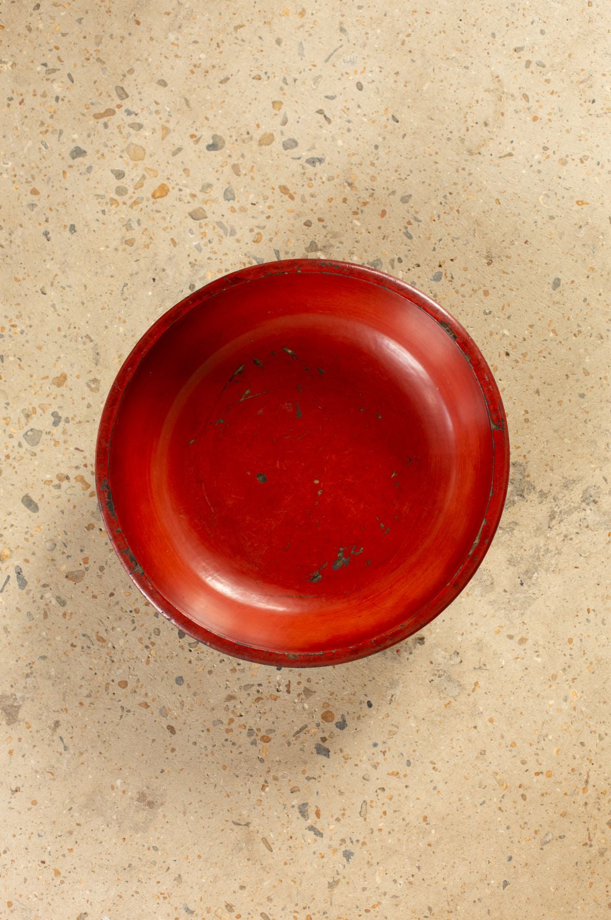 Avemode Antique Japanese Lacquered Wood Bowl – All Red, 30cm (c.1900) - Image 2