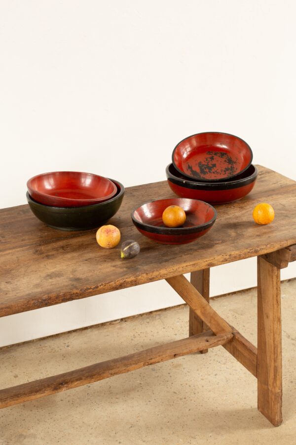 Avemode Antique Japanese Lacquered Wood Bowl – Red & Black, 27cm (c.1900) - Image 3