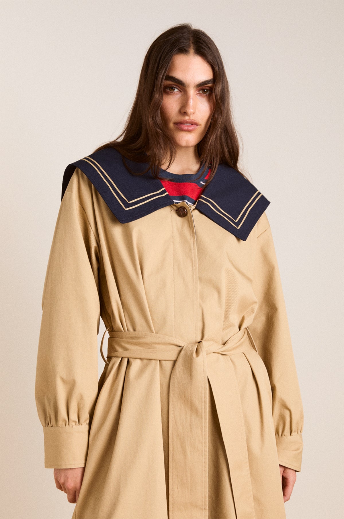 Avemode Ella Trench Coat – Navy Tan - Image 7
