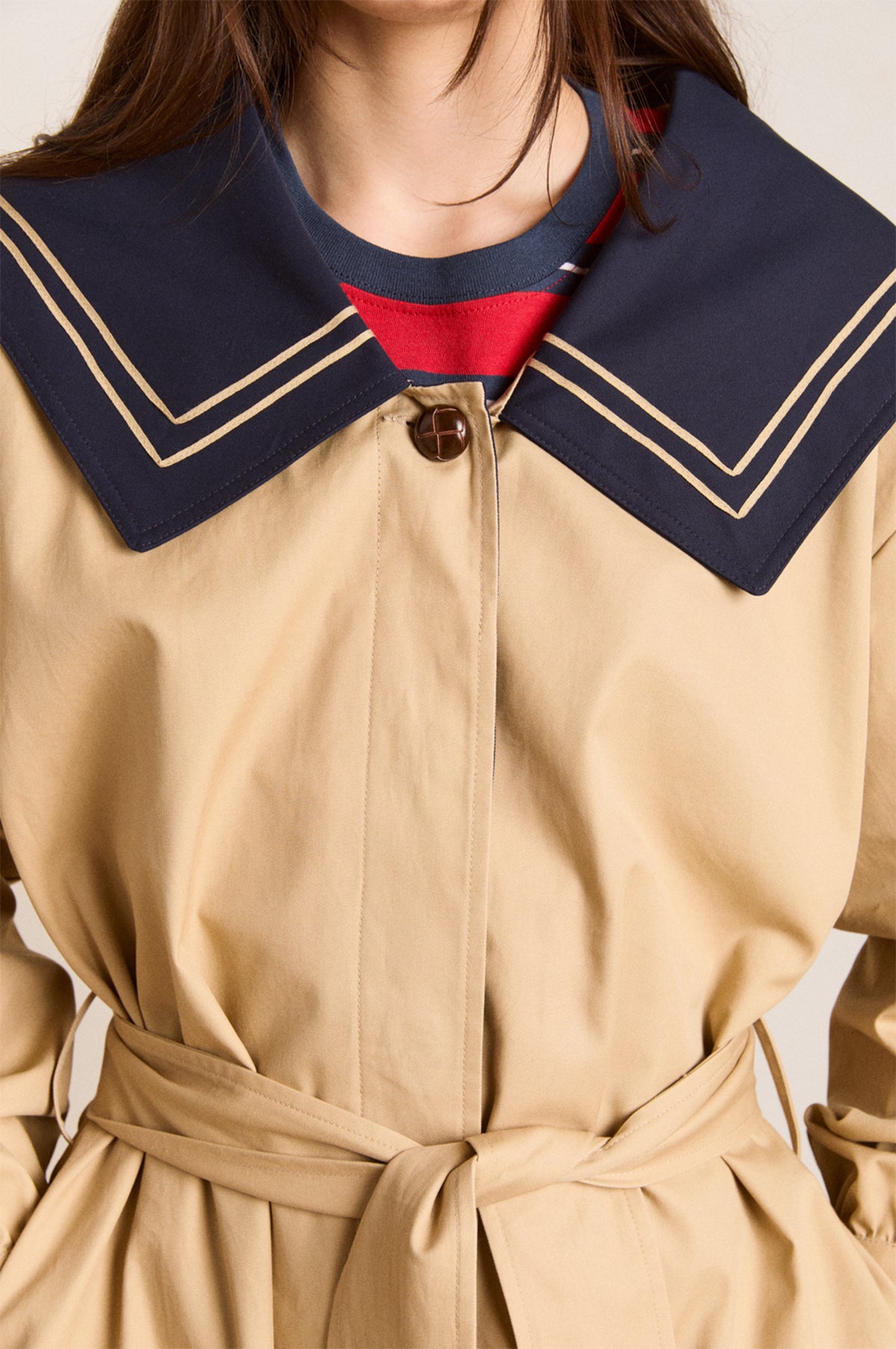 Avemode Ella Trench Coat – Navy Tan - Image 11
