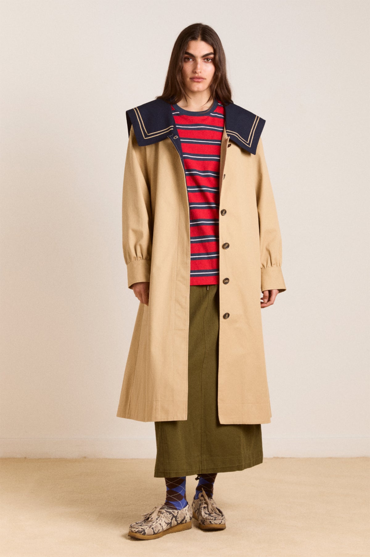 Avemode Ella Trench Coat – Navy Tan - Image 20