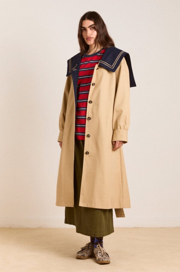 Avemode Ella Trench Coat – Navy Tan - Image 3