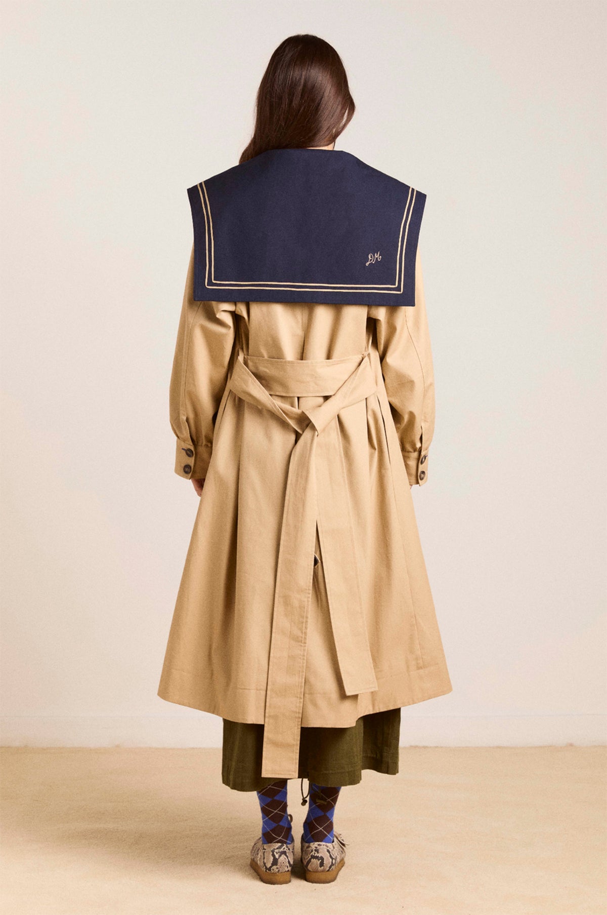 Avemode Ella Trench Coat – Navy Tan - Image 4