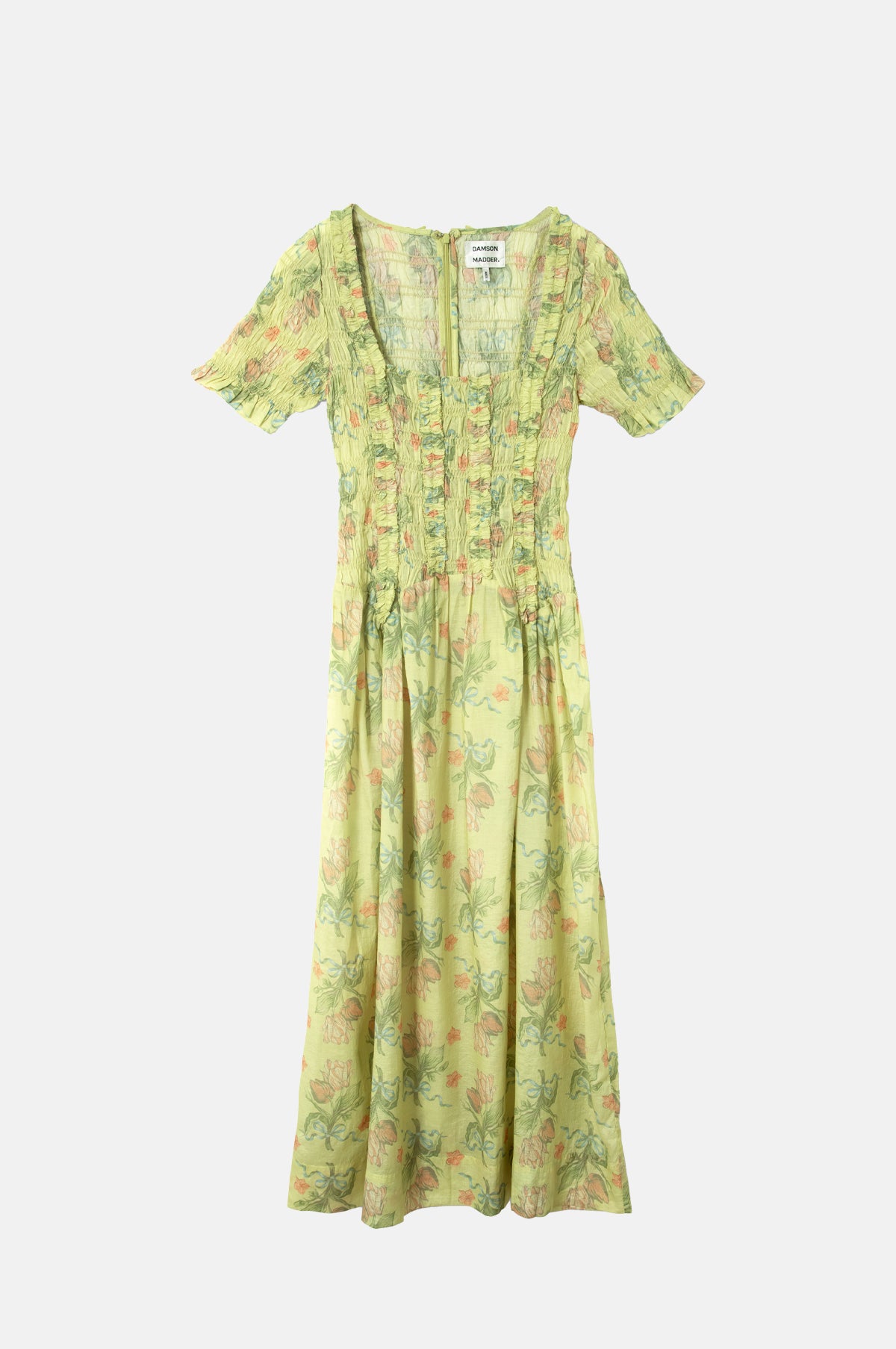 Avemode Raphaela Ruffle Midi Dress – Sheer Tulip Olive