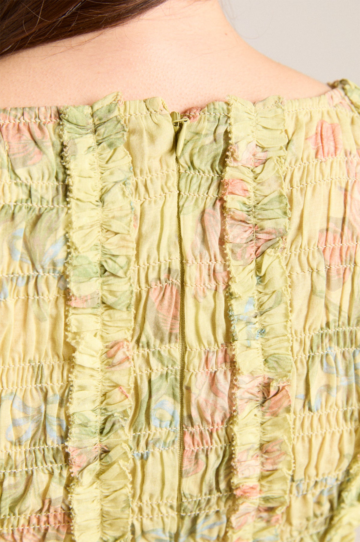 Avemode Raphaela Ruffle Midi Dress – Sheer Tulip Olive - Image 5