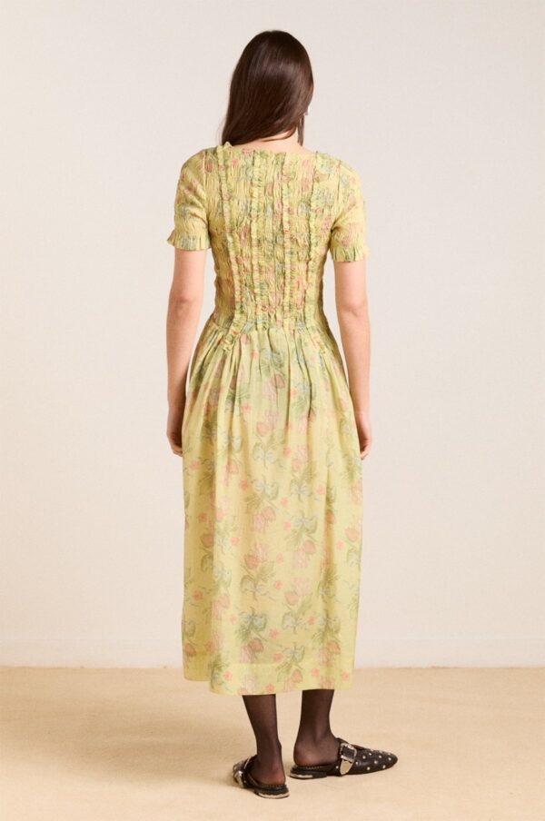 Avemode Raphaela Ruffle Midi Dress – Sheer Tulip Olive - Image 3
