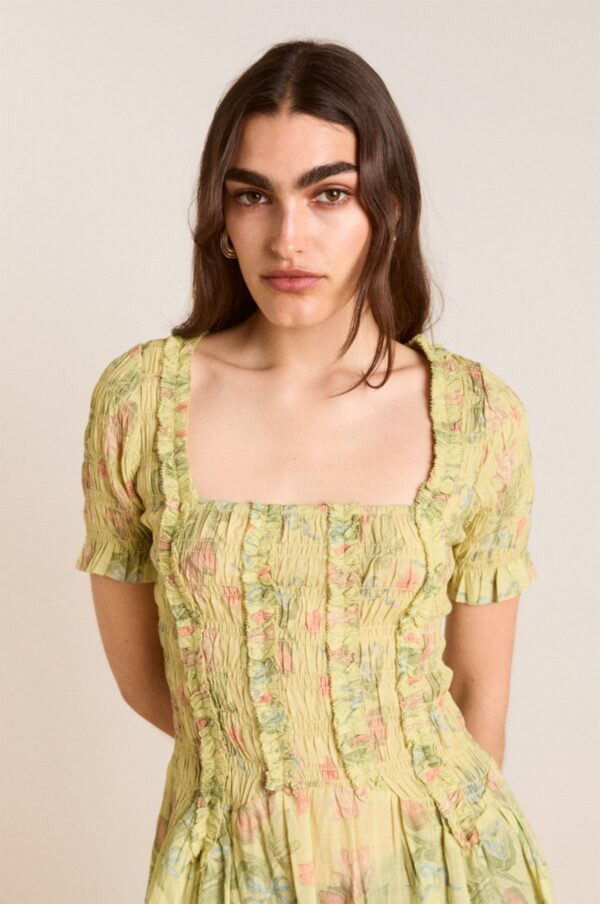 Avemode Raphaela Ruffle Midi Dress – Sheer Tulip Olive - Image 6